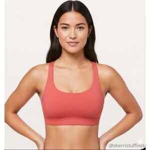 Lululemon Energy Sports Bra Poppy Coral Strappy Back Medium Support B/C Cup 8